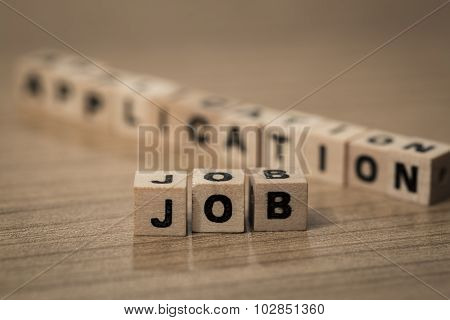 Job Application In Wooden Cubes