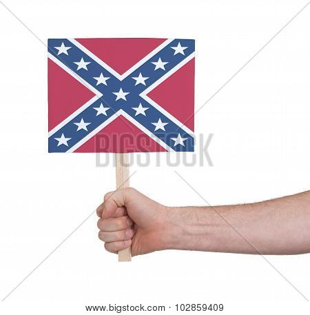 Hand Holding Small Card - Flag Of The Confederacy
