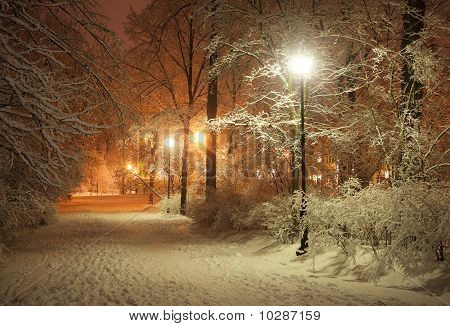 Winter Alley At Night