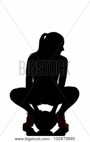 One Woman Beach Volley Ball Player Silhouette In Studio Silhouette Isolated