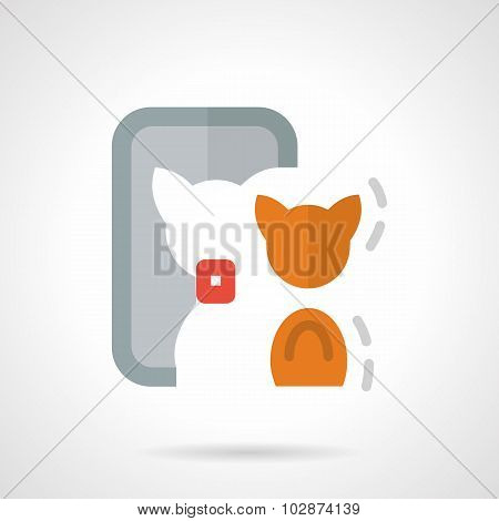Abstract flat color vector icon for cat selfie