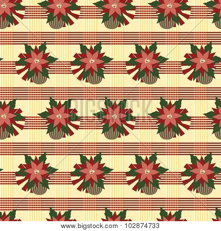 poinsettia seamless pattern, Christmas seamless pattern in traditional colors
