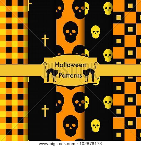 halloween patternsset of seamless patternsskull crosspattern cell