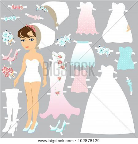 dollbride dollBride doll clothes for cutting and dressing different wedding dresses and accessories