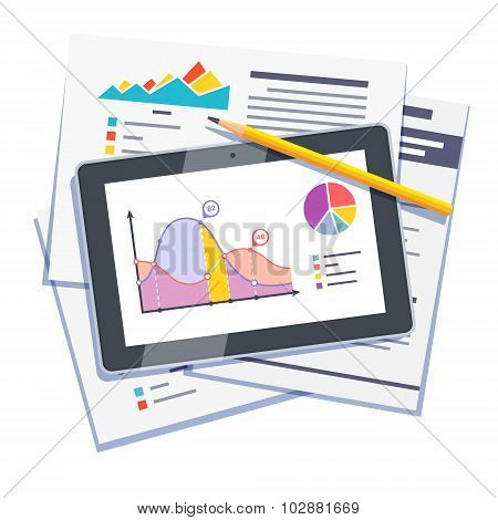 Statistical data abstract on paper and tablet