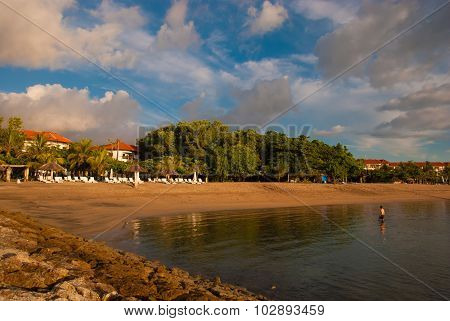 Landscape on the beach of Tanjung Benoa. Bali, Indonesia.
