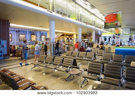 MOSCOW, RUSSIA - AUGUST 19, 2015: airport terminal. Sheremetyevo International Airport is an international airport located in Khimki, Moscow Oblast, Russia, 29 km northwest of central Moscow.