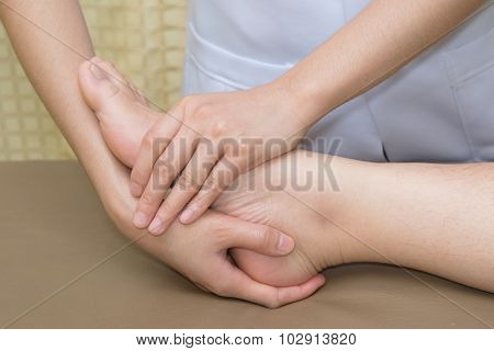 Patient  Doing Physical Exercises With Physical Therapist ,  In Rehabilitation Clinic