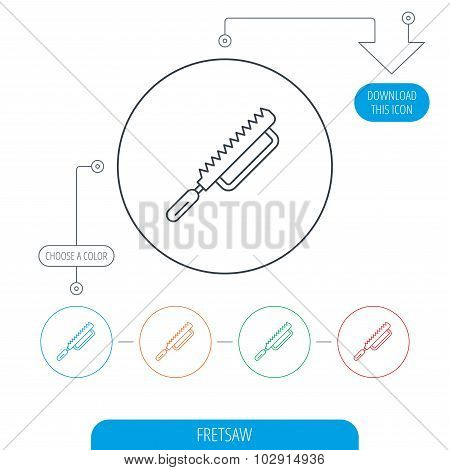 Fretsaw icon. Carpenter work tool sign.