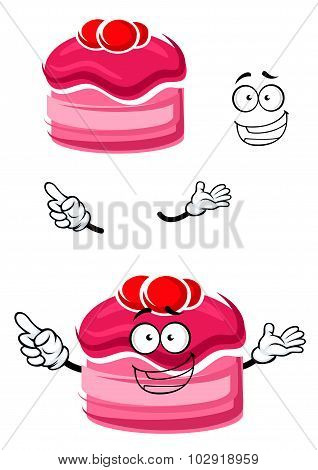 Cartoon cake with fruity sauce and cranberries