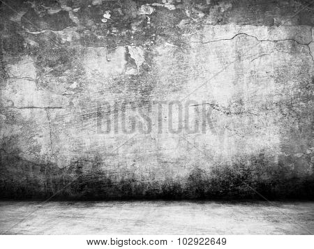 Old dark concrete. Grunge interio
