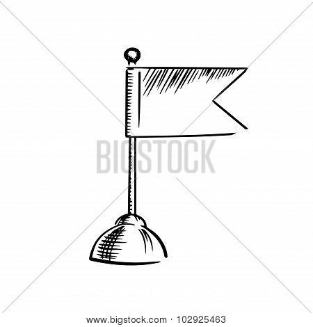 Icon of table flag on round stand sketch