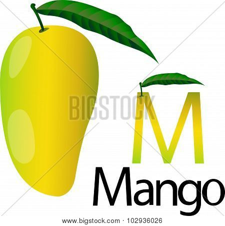 M font with mango