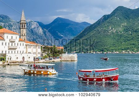 View On Boats And Perast City