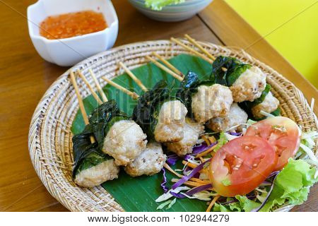Grilled Pork Wrapping With Wildbetal Leafbush