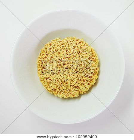 Instant noodle in white bowl