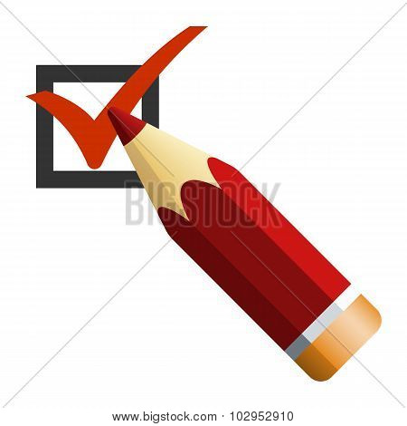 Pencil With Checkbox Icon, Vector Illustration
