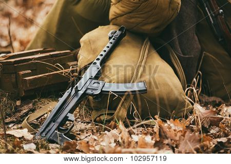 Soviet WW2 weapon of infantry. Submachine Gun PPS-43