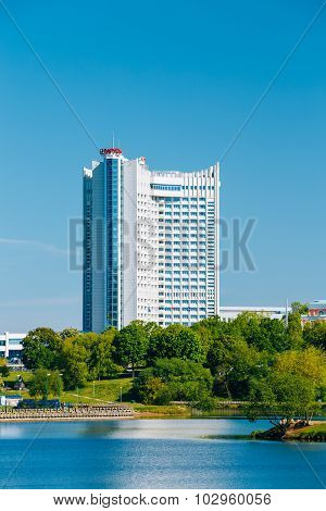 Hotel Building Belarus in district Nemiga in Minsk, Belarus