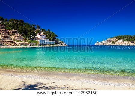 Beach And Azure Sea In Port De Soller