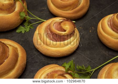 Buns rolls with bacon