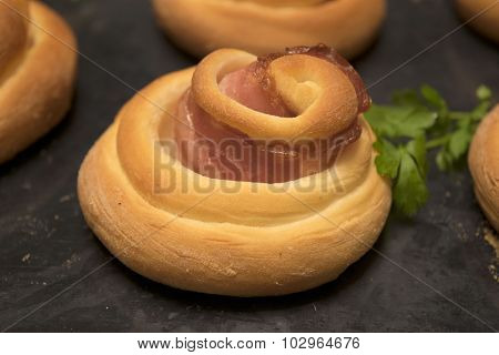 Buns rolls with bacon