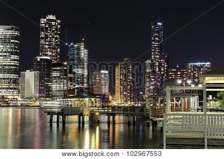 Brisbane City nightscape and Kangaroo Point