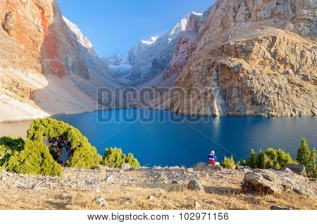 Majestic mountain lake in Tajikistan.