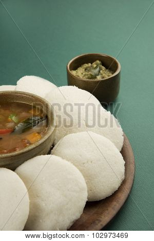 south indian breakfast, idli or idly sambar