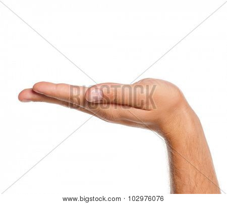 Man hand sign isolated on white background