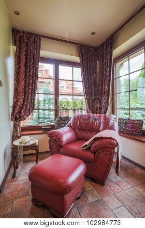 Neat Armchair And Pouffe