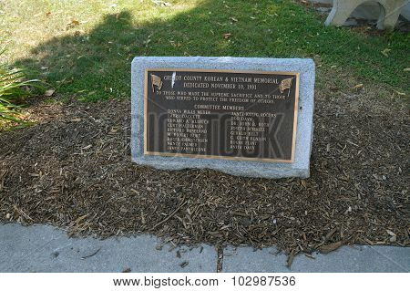 Plaque for Korean and Vietnam Memorial