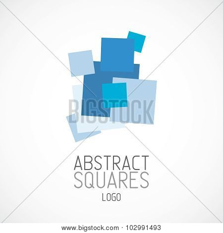 Abstract Random Blue Squares Logo Template