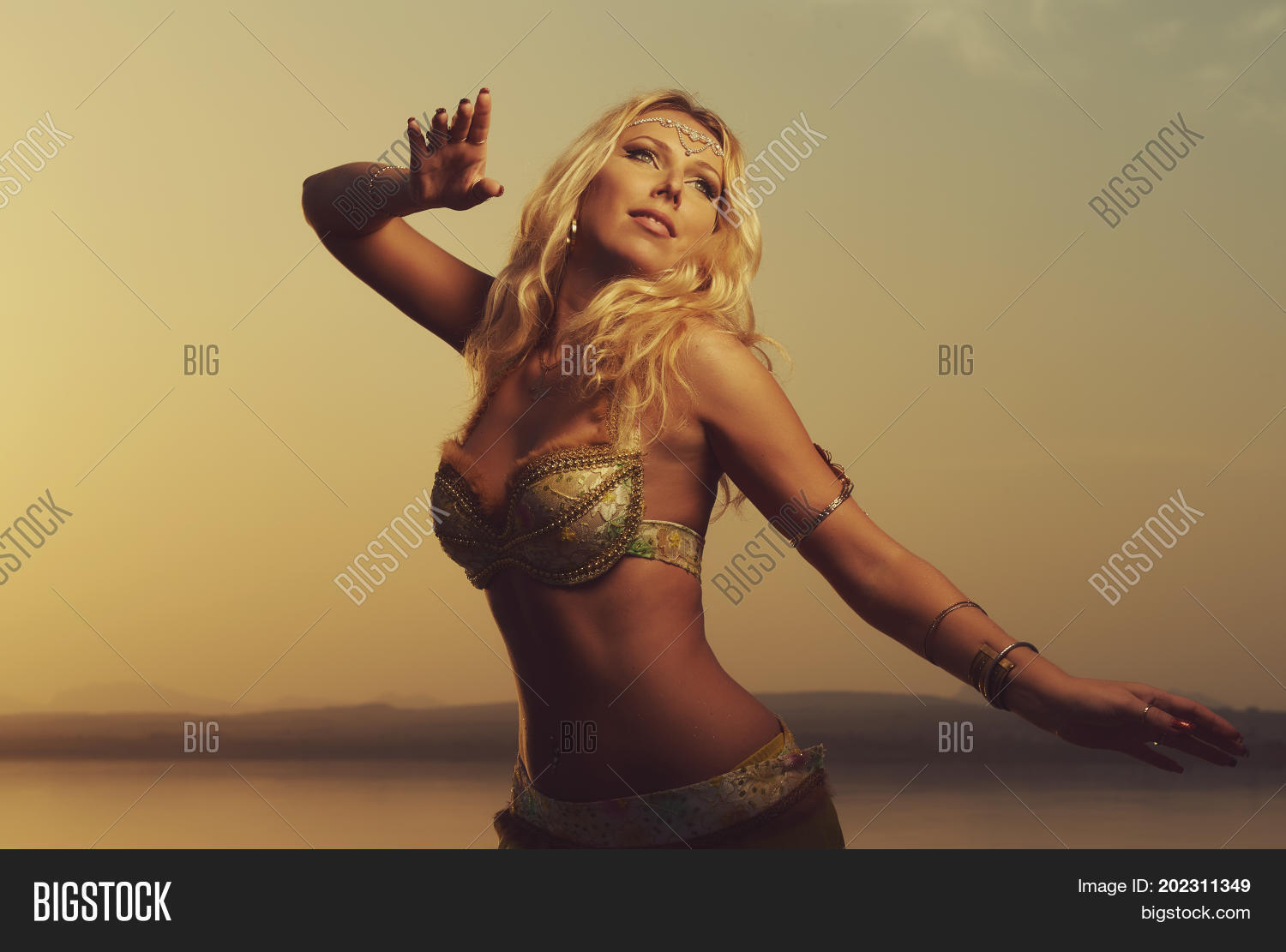 Blonde belly dancer