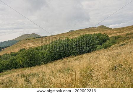 Polish mountains Bieszczady National Park in autumn Polonina Welinska. Carpathian Mountains in Poland
