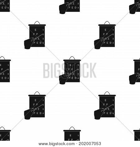 Gesture, manipulation of the hand with a pointer when checking the vision according to the table. Medicine single icon in black style vector symbol stock illustration .