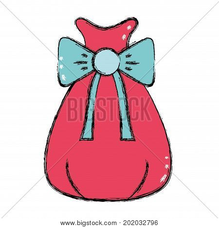santa claus bag with robbon design vector illustration
