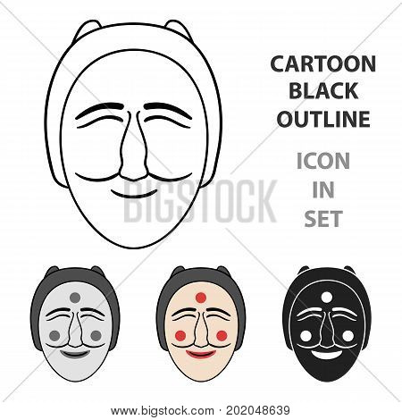 Hahoe mask icon in cartoon style isolated on white background. South Korea symbol vector illustration.