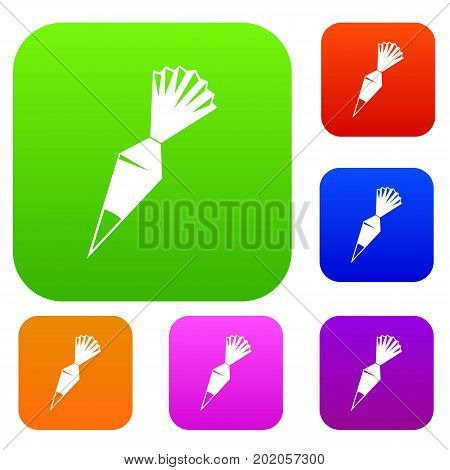 Cotton icing bag set icon in different colors isolated vector illustration. Premium collection