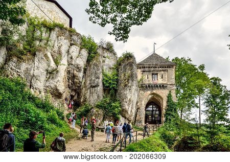 OJCOW POLAND - AUGUST 13 2017: Old antique beautiful castle in Ojcow Poland.