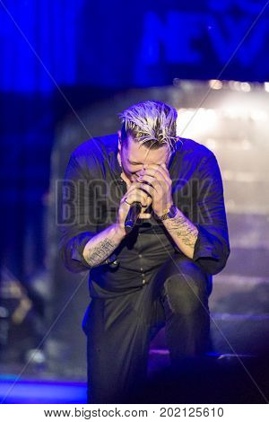 Minsk Belarus-August 12 2017: World Famous British Pop-Singer John Newman Performing at A-Fest Music Festival on August 12 2017 in Minsk Republic of Belarus.