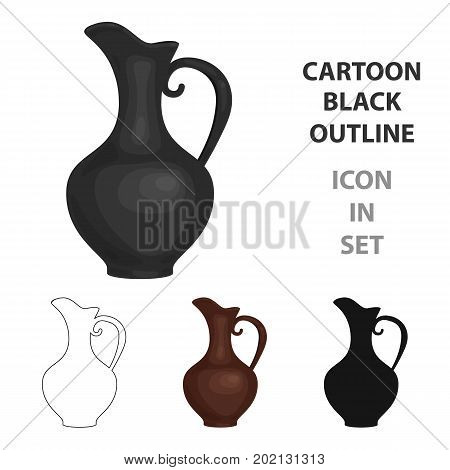 Clay jug of wine icon in cartoon design isolated on white background. Wine production symbol stock vector illustration.