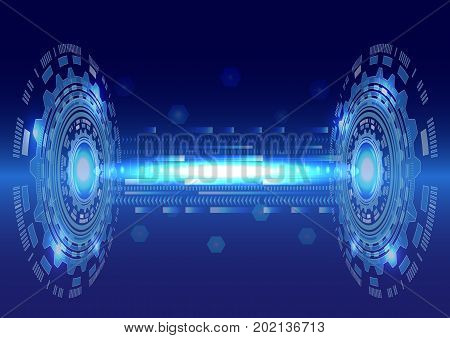 Digital business, futuristic technology on blue background, speed communication concept. Illustration vector.