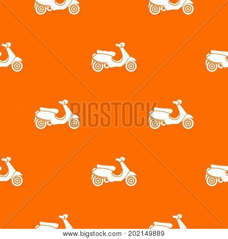 Vespa scooter pattern repeat seamless in orange color for any design. Vector geometric illustration