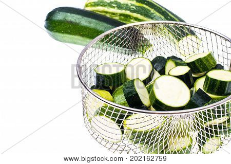 Young zucchini, cut into slices. Studio Photo