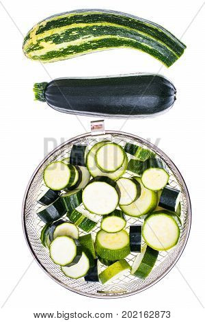 Young zucchini, cut into slices. Studio Photo