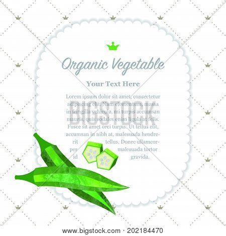 Colorful Watercolor Texture Nature Organic Fruit Memo Frame Okra Lady's Finger Gumbo