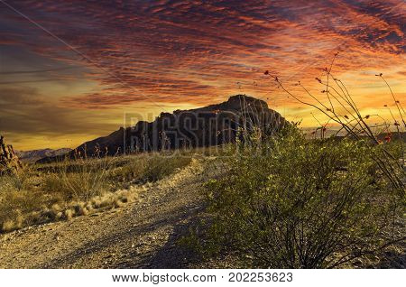Dramatic sunset just outside of Terlingua TX