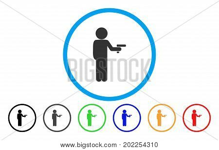 Child Robber vector rounded icon. Image style is a flat gray icon symbol inside a blue circle. Bonus color variants are gray, black, blue, green, red, orange.