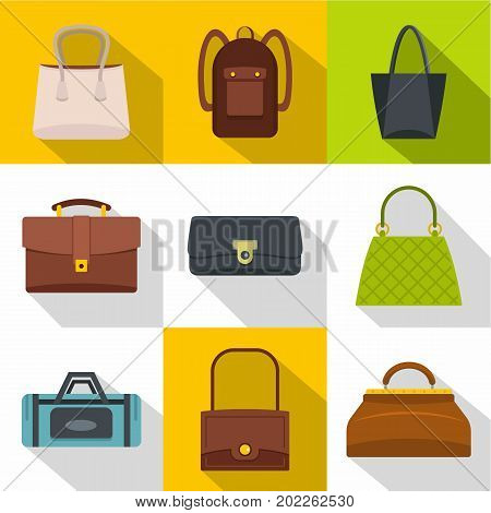 Different bagage icon set. Flat style set of 9 different bagage vector icons for web design
